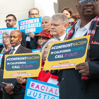 Crowd at a rally in support of the Racial Justice Act