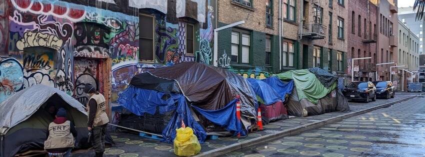 group of tents on a city street