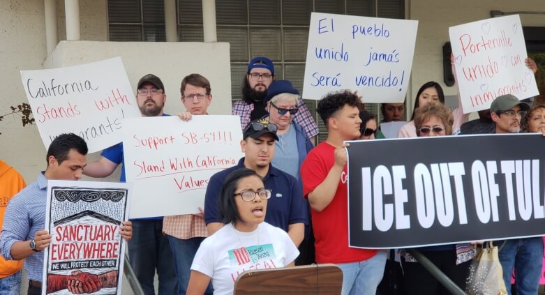 Residents rally outside the Porterville City Hall