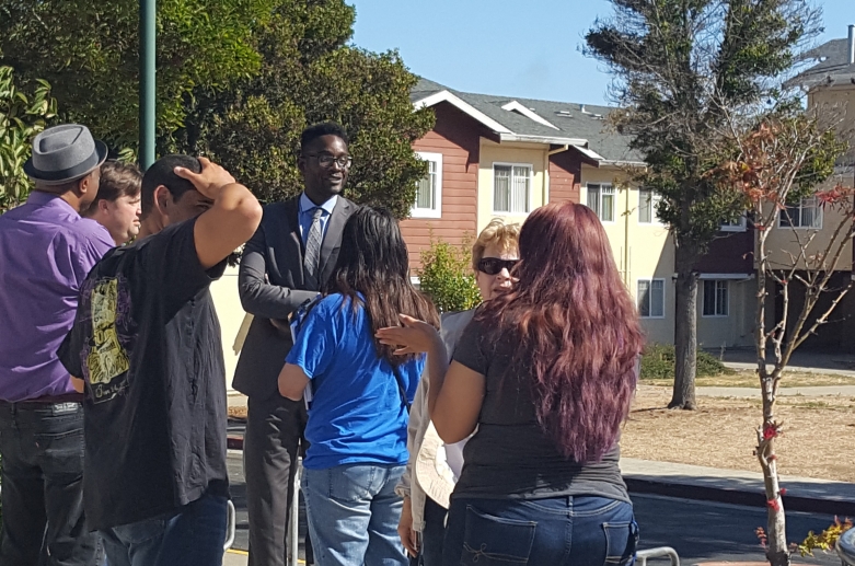 A meeting on a residential street in Richmond