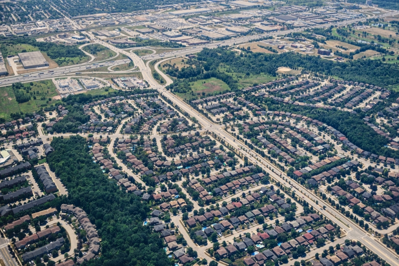 aerial shot of housing